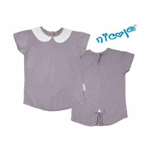 Bavlnené tričko Nicol, Paula - krátky rukáv, sivé - 56 (1-2m)
