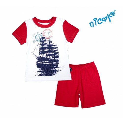 Dojčenské pyžamo krátke Nicol, Sailor  - biele/červené, vel. 86 - 86 (12-18m)