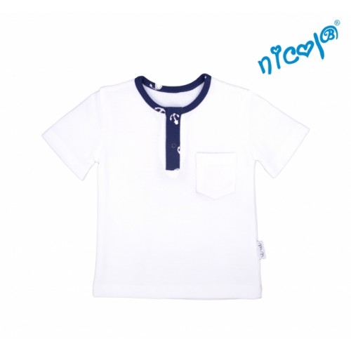 Detské bavlnené tričko krátky rukáv Nicol, Sailor - biele, veľ. 128 - 128 (7-8r)