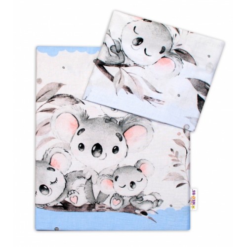 2-dielne bavlnené obliečky Baby Nellys - Medvedík Koala - modrý, roz. 135 x 100 cm - 135x100