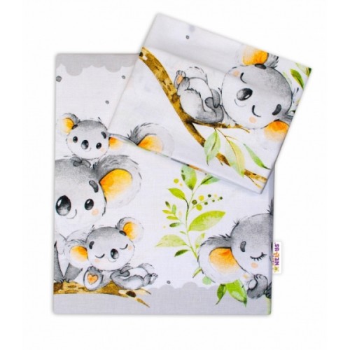 2-dielne bavlnené obliečky Baby Nellys - Medvedík Koala - sivý - 135x100