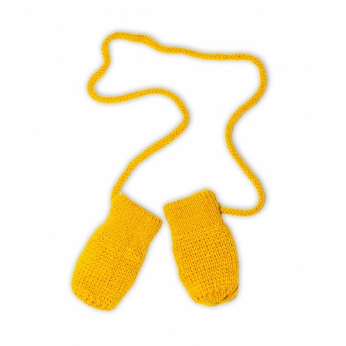 BABY NELLYS Zimné pletené dojčenské rukavičky - horčicové - 56-68 (0-6 m)