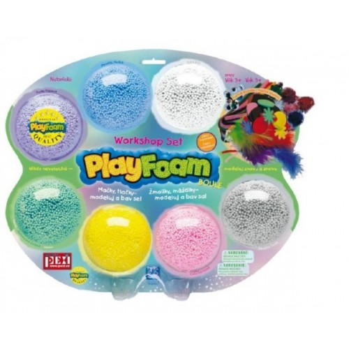 PlayFoam Plastelína / Plastelína guličková s doplnkami 7 farieb na karte 34x28x4cm