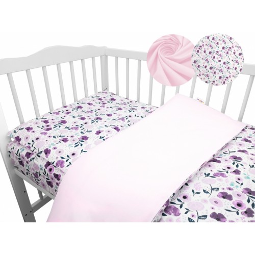 2-dielne bavlnené obliečky Baby Nellys - Lučné kvietky, růžové, roz. 135x100 cm - 135x100