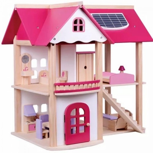 Tulimi Drevený domček pre bábiky, ružový