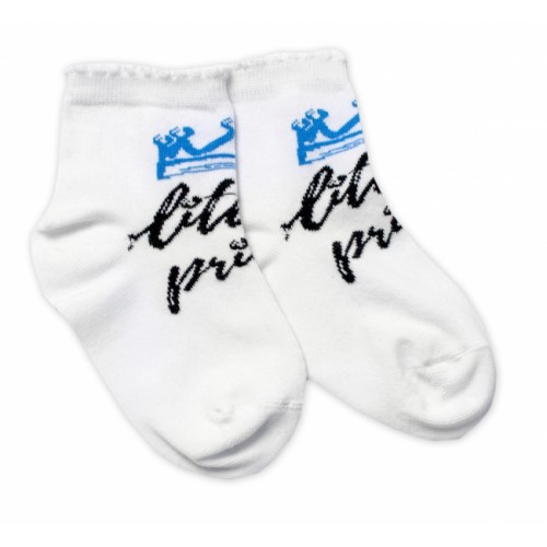 Baby Nellys Bavlnené ponožky Little prince - biele, veľ. 122/128 - 122-128 (6-8r)