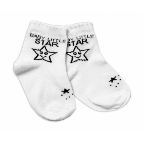 Baby Nellys Bavlnené ponožky Baby Little Star - biele - 92-98 (18-36m)