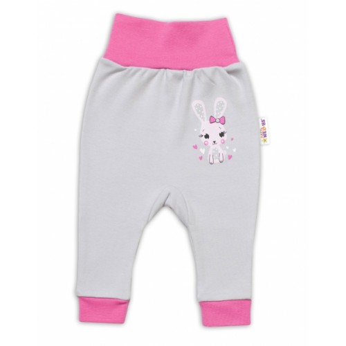 Baby Nellys Dojčenské tepláčky Lovely Bunny - sivé / ružové, veľ. 80 - 80 (9-12m)