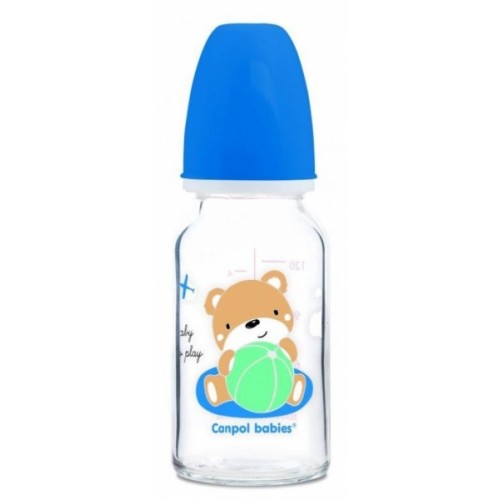 Sklenená fľaštička 120ml Canpol babies Sweet fun - modrá