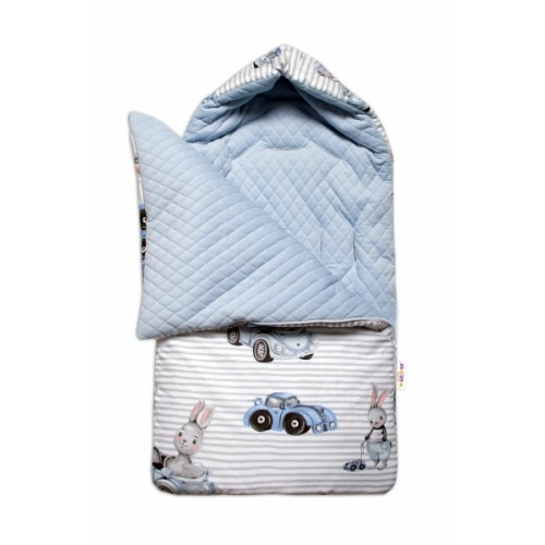 Baby Nellys Bavlnený fusak, prešívaný velvet, 45 x 95 cm - Baby Car, modrý