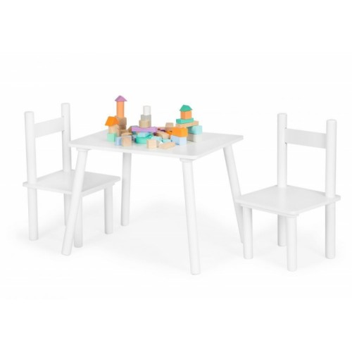 ECO TOYS Detský nábytok, stolček + dve stoličky - biela