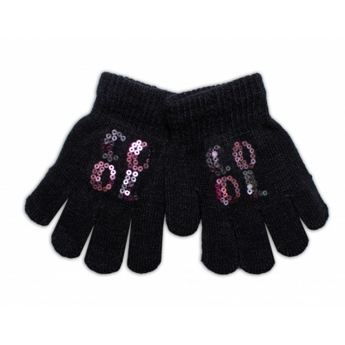 YO ! Detské zimné prstové rukavičky s flitrami Cool/hviezdička - čierne, 92/98 - 98 (2-3r)