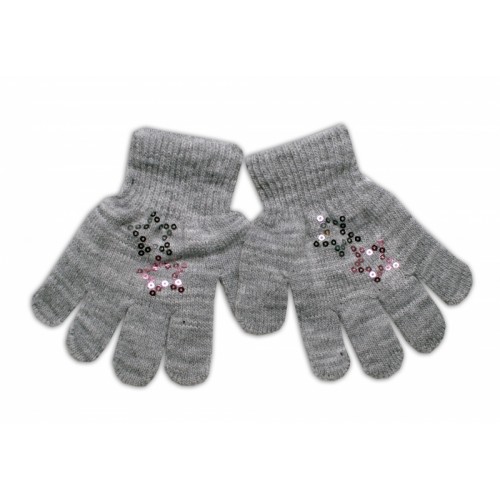 YO ! Detské zimné prstové rukavičky s flitrami Cool/hviezdička - sivé, 92/98 - 98 (2-3r)
