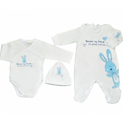 G-baby 4-dielna súpravička do pôrodnice Loving bunny - modrá, bílá, veľ. 62 - 62 (2-3m)