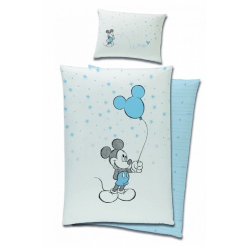 Luxusné obliečky Mickey Mouse a balónik, 120x90 cm, modré - 120x90