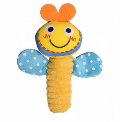 Biba Toys Plyšová hračka s pískatkom a hryzátkom Včielka, žltá