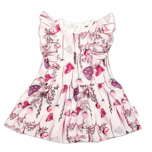 Baby Nellys Letné šaty s krátkym rukávom Motýliky - ružové, veľ. 74 - 74 (6-9m)