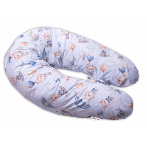 Baby Nellys Dojčiace bavlněný vankúš - relaxačná poduška, Lietajúce zvieratká, modré