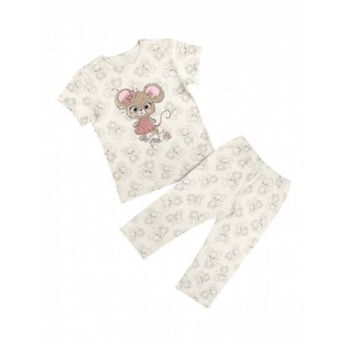 Donella Dievčenské bavl. pyžamko, kr. rukáv + 3/4 kalhoty, Baby Find Me - krémové, 146 - 146 (10-11r)