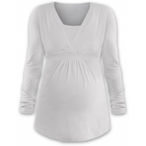 JOŽÁNEK Dojčiace aj tehotenská tunika ANIČKA s dlhým rukávom - smotanová, L/XL - L/XL
