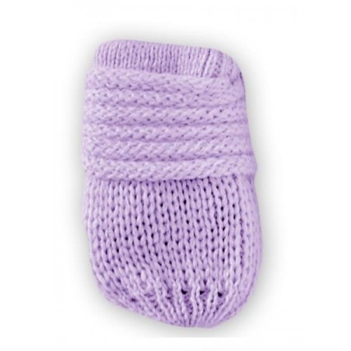 BABY NELLYS Zimné pletené dojčenské rukavičky - lila - 56-68 (0-6 m)