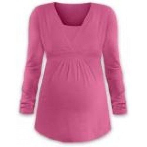 JOŽÁNEK Dojčiace aj tehotenská tunika ANIČKA s dlhým rukávom - ružová - L/XL