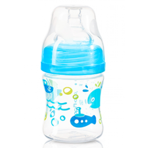 BabyOno Antikoliková fľaštička so širokým hrdlom - modrá