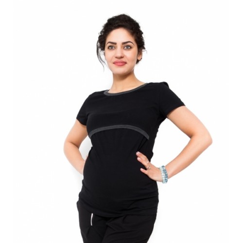 Be MaaMaa Tehotenské a dojčiace tričko - čierne - XS (32-34)