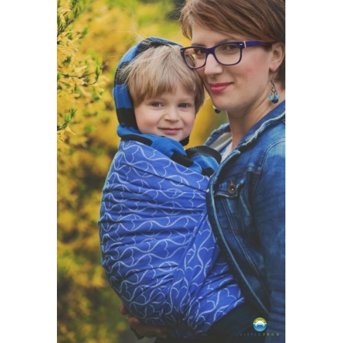 Little FROG Žakárová tkaná šatka na nosenie detí -  Blue Hourglasses - L (40)