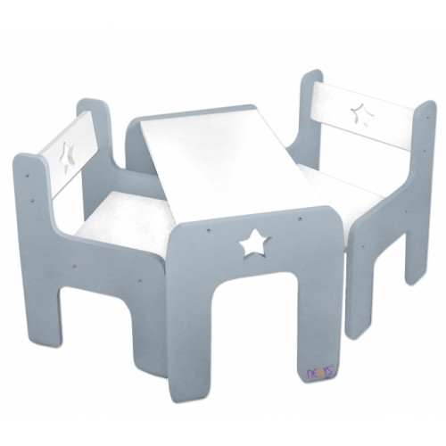 NELLYS Sada nábytku Star - Stôl + 2 x stoličky - sivá