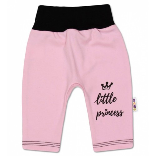 Baby Nellys Bavlnené tepláčky, ružové Little Princess - 56 (1-2m)