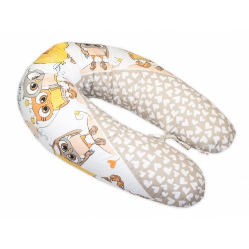 Baby Nellys Dojčiace vankúš - relaxačná poduška Multi Cute Owls - béžový